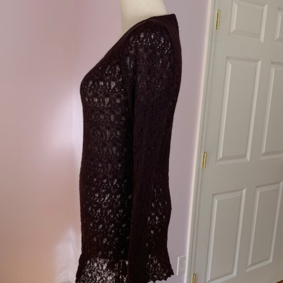 NWT Peruvian Connection silk alpaca lace tunic, plum, size S - Picture 5 of 9